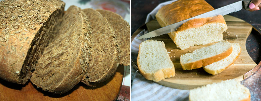different types of bread from a bread maker