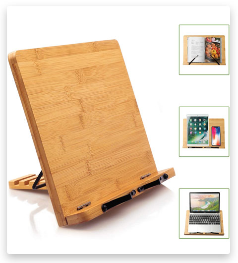 Pipishell Bamboo Book Stand Cookbook Holder