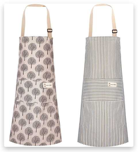Kitchen God and Kitchen Goddess TRENDBOX Couple Cooking Aprons with Adjustable Neck Strap 